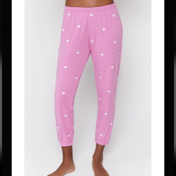 NWT SPIRITUAL GANGSTER PINK HEART VINTAGE INSPIRED TERRY CLOTH JOGGERS S… - Picture 1 of 8